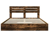 Storage Bed with Drawer Smoked Oak 140 x 190 cm Engineered Wood 3411572