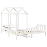 Day Bed and Bench Set with Roof without Mattress White 80x200 cm 3282271