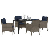 Garden Dining Set with Cushion 5 pcs Grey Poly Rattan 3380192