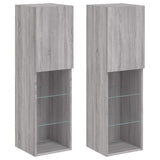 TV Cabinets with LED Lights 2 pcs Grey Sonoma 30.5x30x102 cm 837026