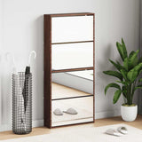 Shoe Cabinet with Mirror 4-Layer Brown Oak 63x17x134 cm 3228279