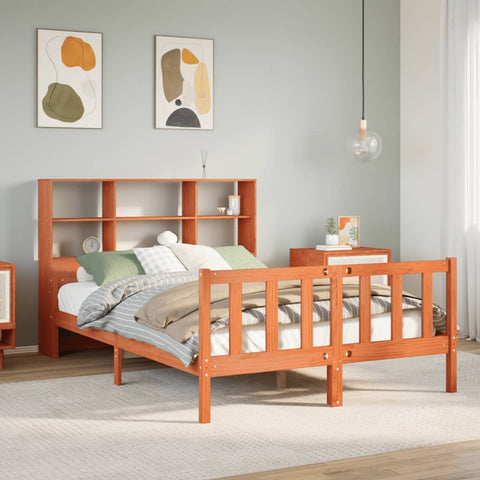 ZNTS Bookcase Bed without Mattress Wax Brown 160x200 cm Solid Wood 3322153