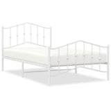 Metal Bed Frame without Mattress with Footboard White 100x200cm 373851