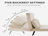 4-in-1 Velvet-Feel Double Sofa Bed, with Pillows - Beige T3398P343007