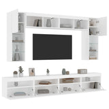 8 Piece TV Wall Cabinet Set with LED Lights White 3216764