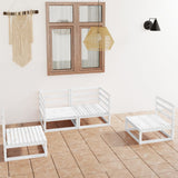 4 Piece Garden Lounge Set White Solid Wood Pine 3075380
