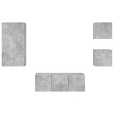 5 Piece TV Wall Units with LED Concrete Grey Engineered Wood 3216828