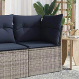 Garden Sofa with Cushion 4 pcs Grey and navy Poly rattan 366163