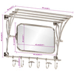 ZNTS Luggage Rack with Coat Hangers & Mirror Wall Mounted Aluminium 357831