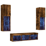 5 Piece TV Wall Units with LED Smoked Oak Engineered Wood 3216608