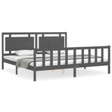 Bed Frame without Mattress Grey 200x200 cm Solid Wood Pine 3192188