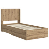 Bed Frame with Storage and Headboard Artisan Oak 100 x 200 cm 3414148