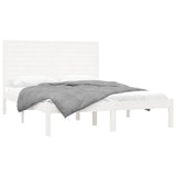 Bed Frame White Solid pine wood Double Durable Bed Frame 3104619