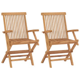 Garden Chair Set of 2 Teak Solid Teak Wood Standard Foldable 41999