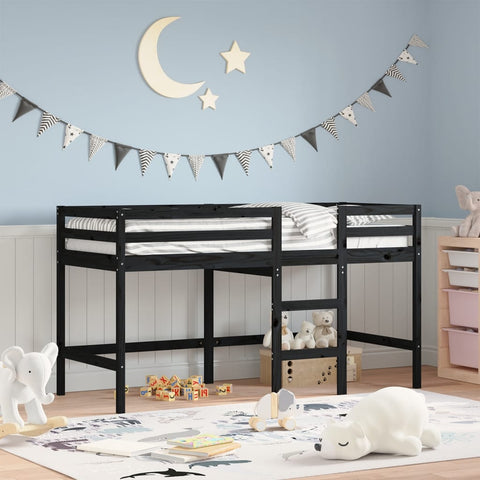 ZNTS Kids' Loft Bed without Mattress with Ladder Black 90x200 cm 835891