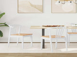 Dining Chair 2 pcs White and natural Solid Rubberwood 42020398