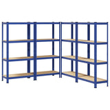 4-Layer Storage Shelves 4 pcs Blue Steel&Engineered Wood 3307581