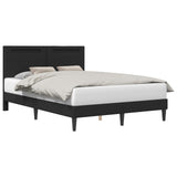 Bed Frame with LED Strip Lights Black 135 x 190 cm Faux Leather 42028039