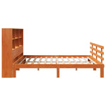 ZNTS Bookcase Bed without Mattress Wax Brown 180x200 cm Super King Solid Wood Pine 3322778
