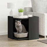 Cat Litter Box Enclosure Black 53x53x51 cm Engineered Wood 857752