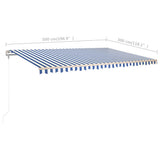 Manual Retractable Awning with Posts 5x3 m Blue and White 3069976