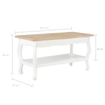 ZNTS Coffee Table White and Brown 87.5x42x44 cm Solid Pine Wood 280023