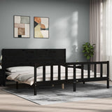 Bed Frame without Mattress Black 200x200 cm Solid Wood Pine 3192775