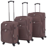 3 Piece Soft Case Trolley Set Coffee 91318