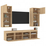 5 Piece TV Wall Units with LED Sonoma Oak Engineered Wood 3216745