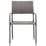 Dining Set Grey Solid acacia wood, steel, PE rattan Small 3072488