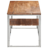 Coffee Table Silver Stainless Steel and Solid Wood Acacia 350023
