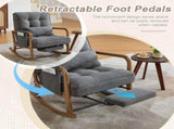 GOMYWAY Rocking Chair with Footrest, Corduroy Upholstered Glider Chair, Rocker Nursery Chair with W2678P479861