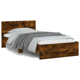 Bed Frame without Mattress with Headboard Smoked Oak 100x200 cm 838621