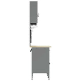 Work Cabinet 8 pcs Red and Grey Engineered Wood and Steel 3321429