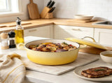 Stainless steel handle, 7.5QT, 7.1L round enamel pot, yellow gradient, includes gloves and 52174694