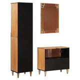 Bathroom Furniture Set with Door 3 pcs Natural Solid Mango Wood 3310097