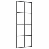 Sliding Door with Hardware Set Black 76x205 cm ESG Glass 3375942