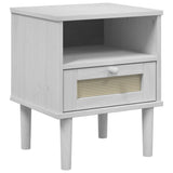 Bedside Cabinet SENJA Rattan Look White 40x35x48 cm Solid Wood Pine 358011