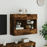 TV Wall Cabinet with LED Lights Smoked Oak 78,5x30x60,5 cm 837103