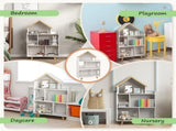 Three-Tier Toy Storage Shelf, Kids Bookcase, with Six Cubes, for Playroom, Bedroom - White T3398P379052