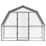Chicken Cage with Roof and Door Silver Galvanised Steel 3294910
