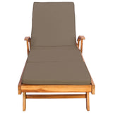 Sun Lounger with Cushion 100% Polyester Solid-Teak 42032672