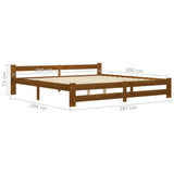 Bed Frame Honey brown Solid pine wood, plywood 200x200 cm Durable 322011
