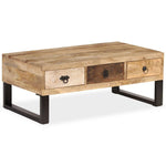 ZNTS Coffee Table with 3 Drawers Solid Mango Wood 90x50x35 cm 244942