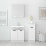 3 Piece Bathroom Cabinet Set White Engineered Wood 3115868