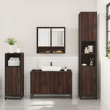 3 Piece Bathroom Furniture Set Brown Oak Engineered Wood 3300984
