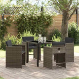 Garden Dining Set with Cushion 5 pcs Grey Poly Rattan 3379980