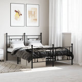 Metal Bed Frame without Mattress with Footboard Black 140x190cm 374357