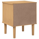 Bedside Cabinet SENJA Rattan Look Brown 40x35x48 cm Solid Wood Pine 358010