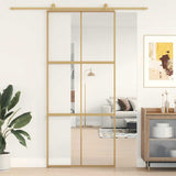 Sliding Door Gold 90x205 cm Clear ESG Glass and Aluminium 155155